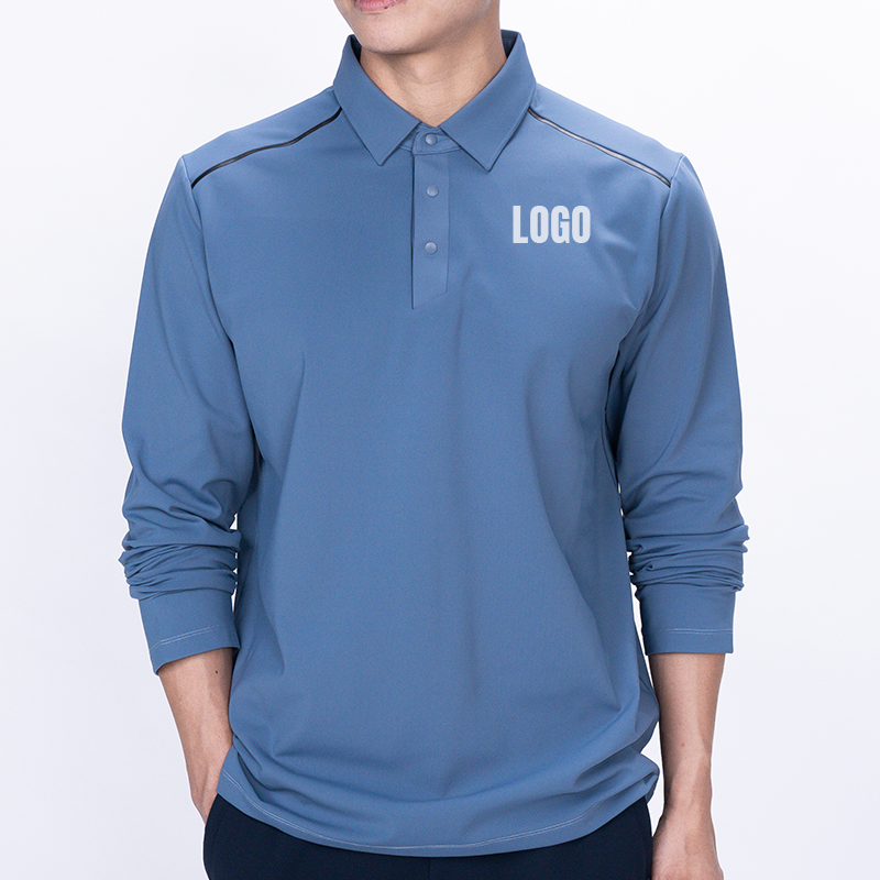 Wholesale Custom Logo Men's Golf Polo Shirts 78% Nylon 22% Spandex Breathable Long Sleeve Active Tops Plus Size Keep Warm Summer