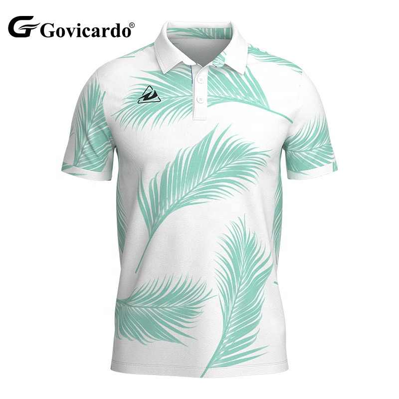 Custom High Quality Men's Golf Polo Shirts Polyester Striped T-Shirts With Sublimated Printed Embroidered Logo