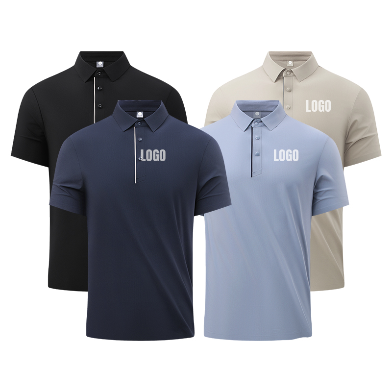 High Quality Summer Ice Silk Men's Golf Polo Shirt Custom Logo Quick Drying Breathable Polyester Sport T-Shirt Plus Size Sport