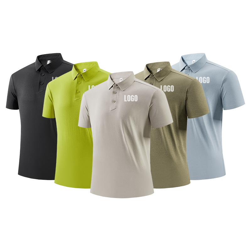 Wholesale Summer Polo Shirt for Men Quick Dry Breathable Ice Silk Fabric Custom LOGO Short Sleeve High Quality Plus Size Sport T
