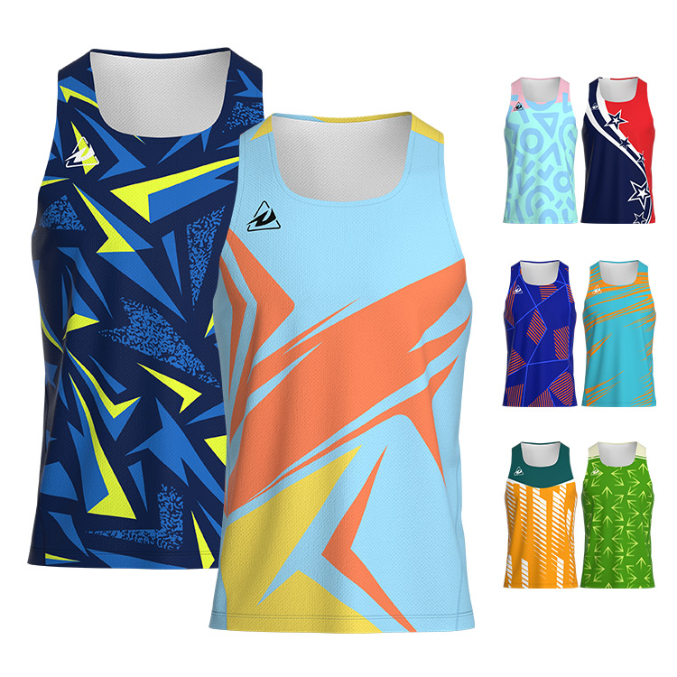 Custom Sublimation Printed Men's Summer Active Training Tank Top Adult Running Singlet Vest