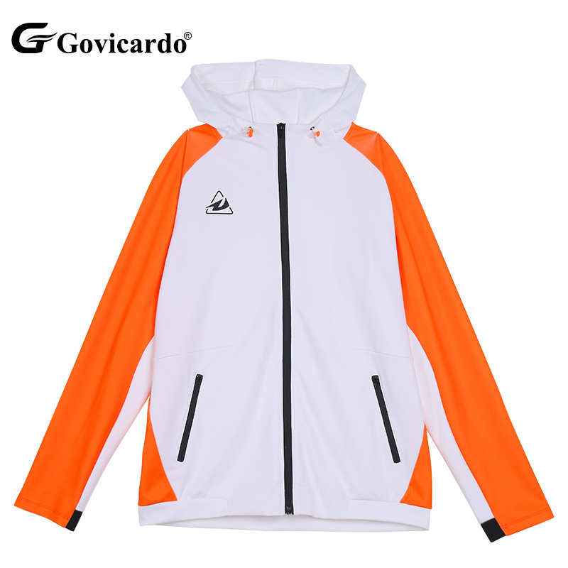 Custom Sublimated Unisex Spring Soccer Training Jacket Lightweight Breathable Polyester Full-Zip Hooded Running Track Active