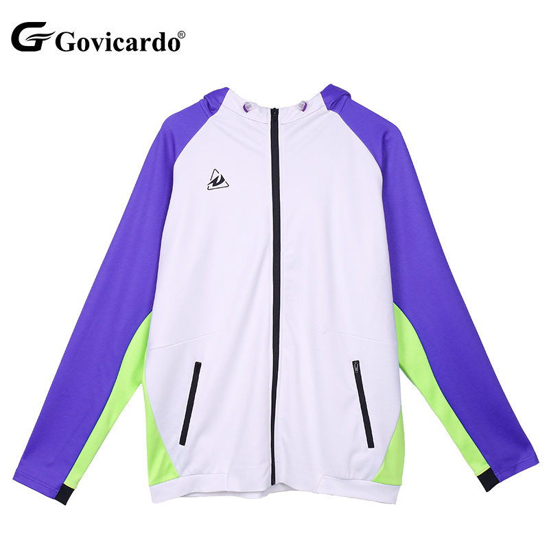 Custom High Quality Unisex Lightweight Zip Hooded Soccer Training Jacket Breathable Polyester Spandex Sublimated Track Jacket