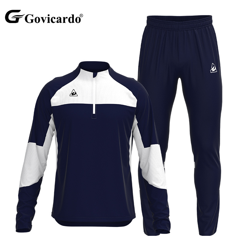 Factory Manufactured OEM Custom Men's Soccer Training Jogging Suits 1/4 Quarter Zip Pullover Football Tracksuit Printed Spring